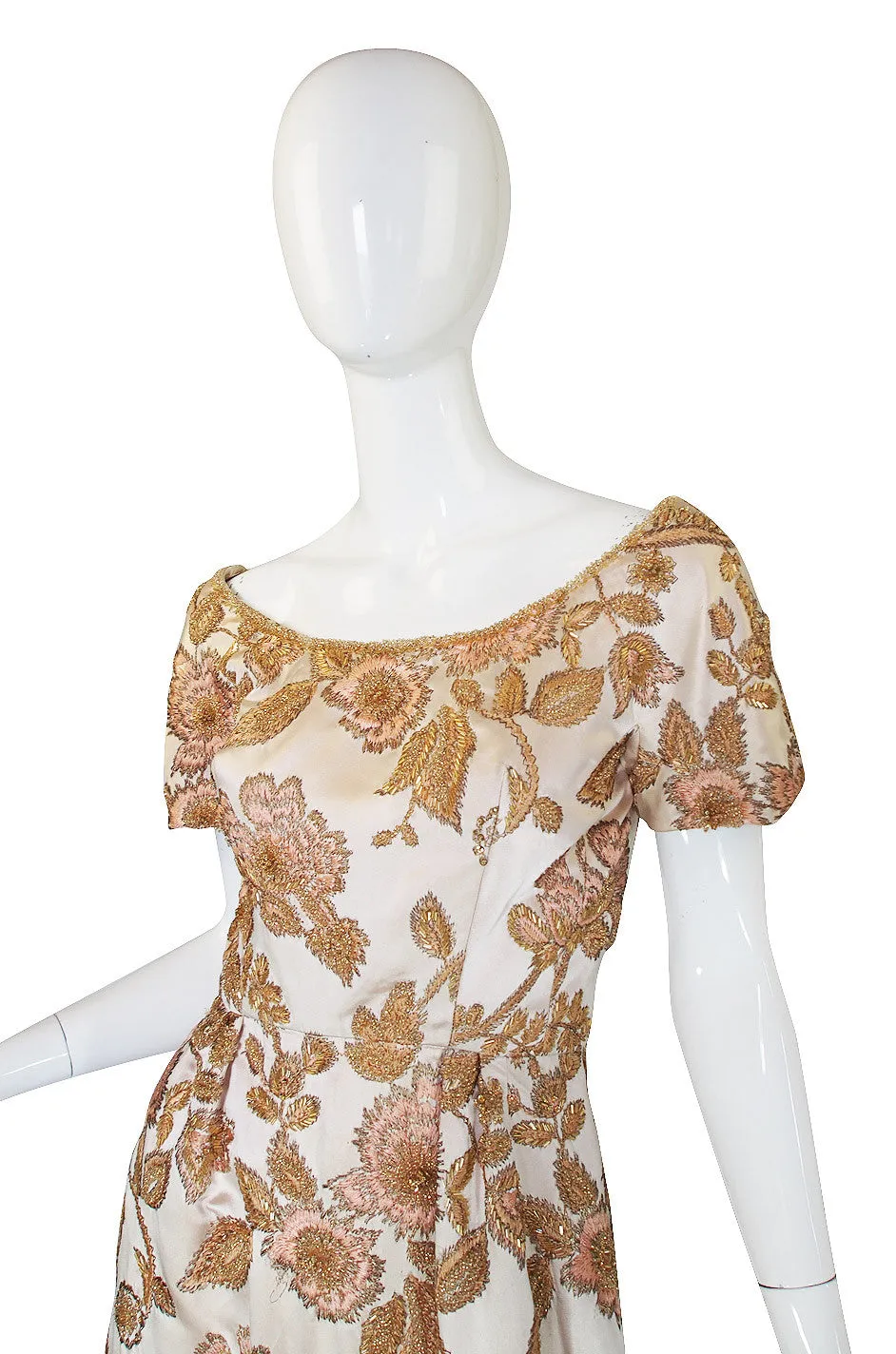 1960s Jean Louis Bead & Embroidery Silk Gown