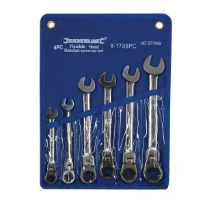 8 - 17MM FLEXIBLE HEAD RATCHET SPANNER SET 6PCE 277869