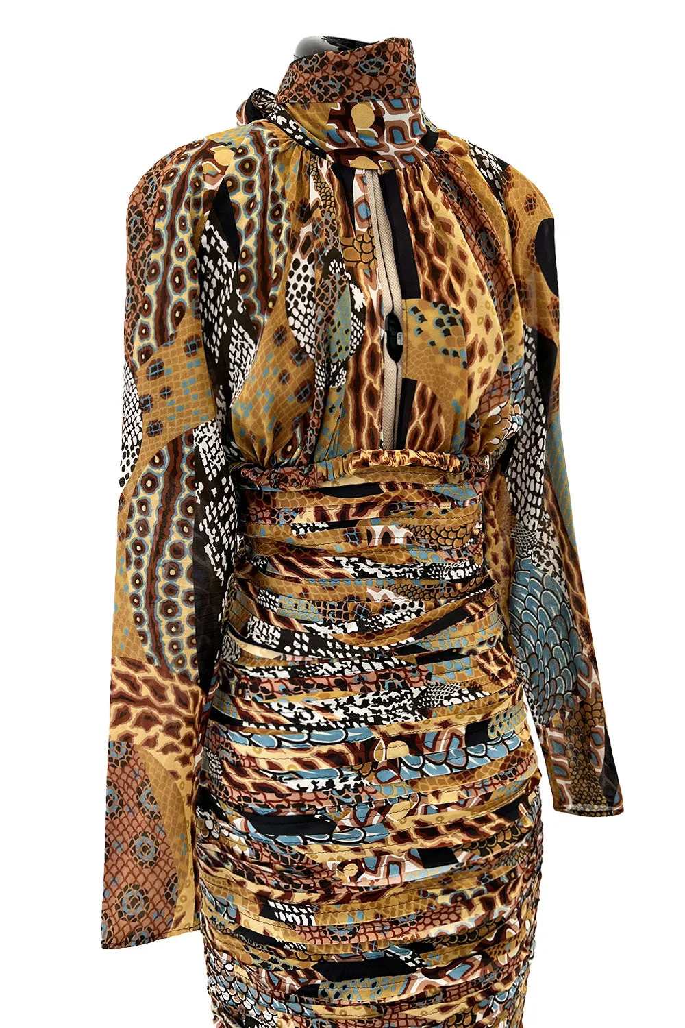 Ad Campaign Fall 2005 Versace by Donatella Versace Runway Silk Chiffon Backless Halter Dress