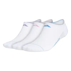 adidas Women's Superlite 3 Stripe No-Show Socks 3 Pack (White)