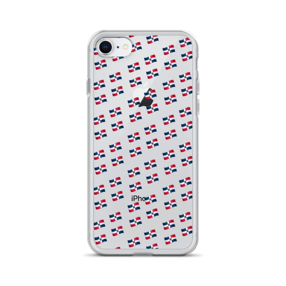 All-Over Emoji República Dominicana Flag iPhone Case (Transparent)