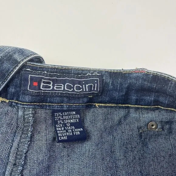 Baccini Y2K Pleated Denim Mini Skirt Skort Sz 12 Blue Preppy Academia Schoolgirl