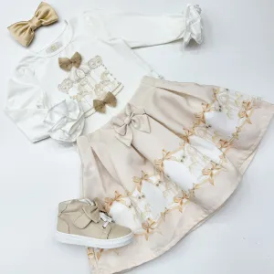 Caramelo Mink Pleated Carousel Dreams Skirt Set 342245