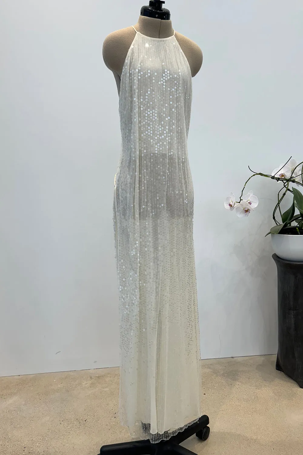 Chanel c.1997 Sequin with Thigh High Slit - 13.5" W