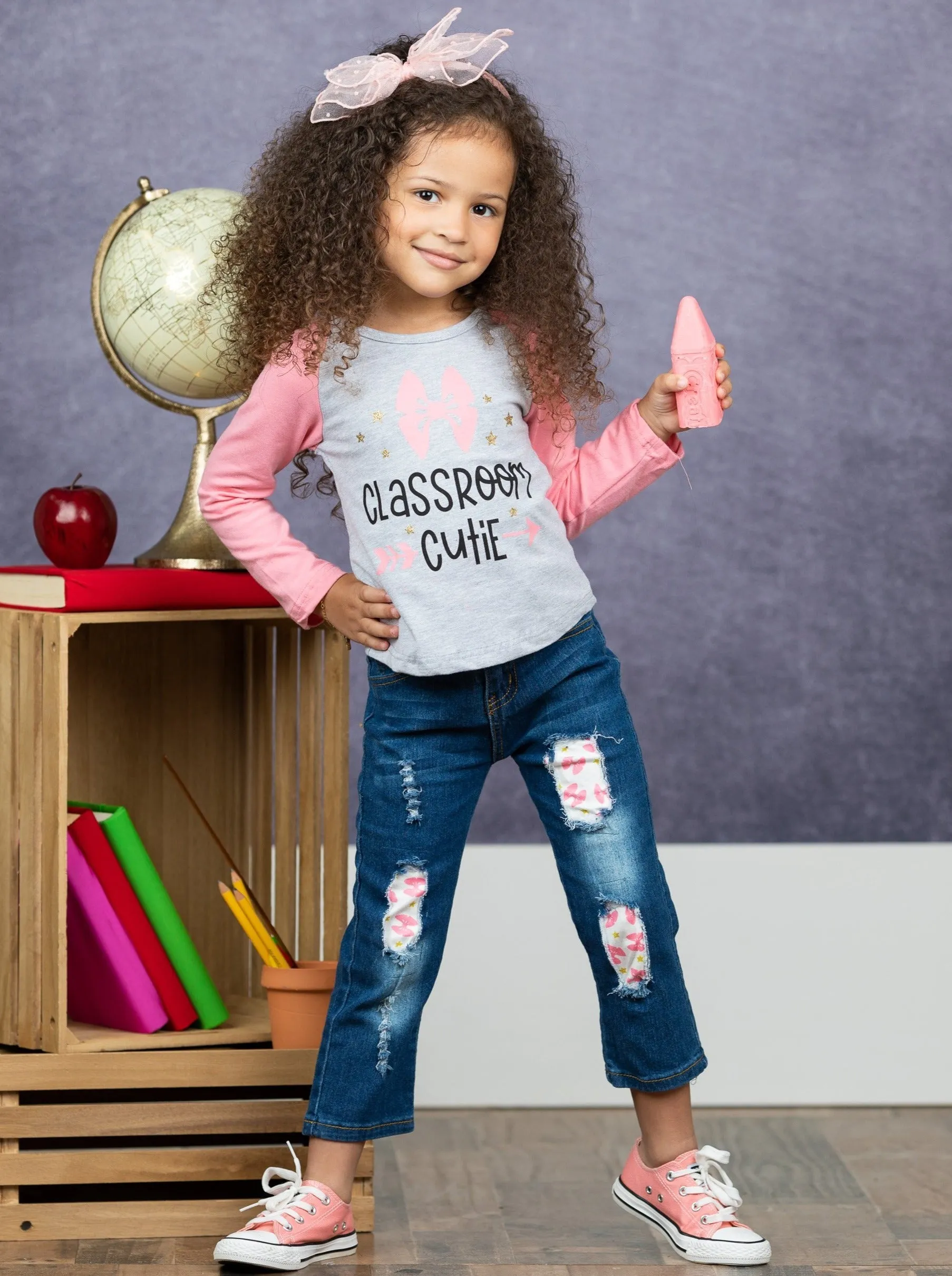 Classroom Cutie Patched Jeans Set