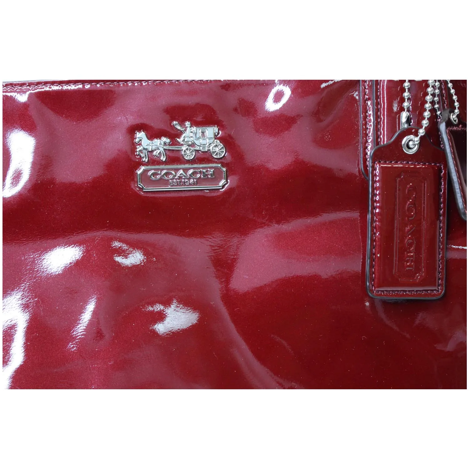 COACH 18770 Chelsea Patent Leather Shoulder Tote Bag Red