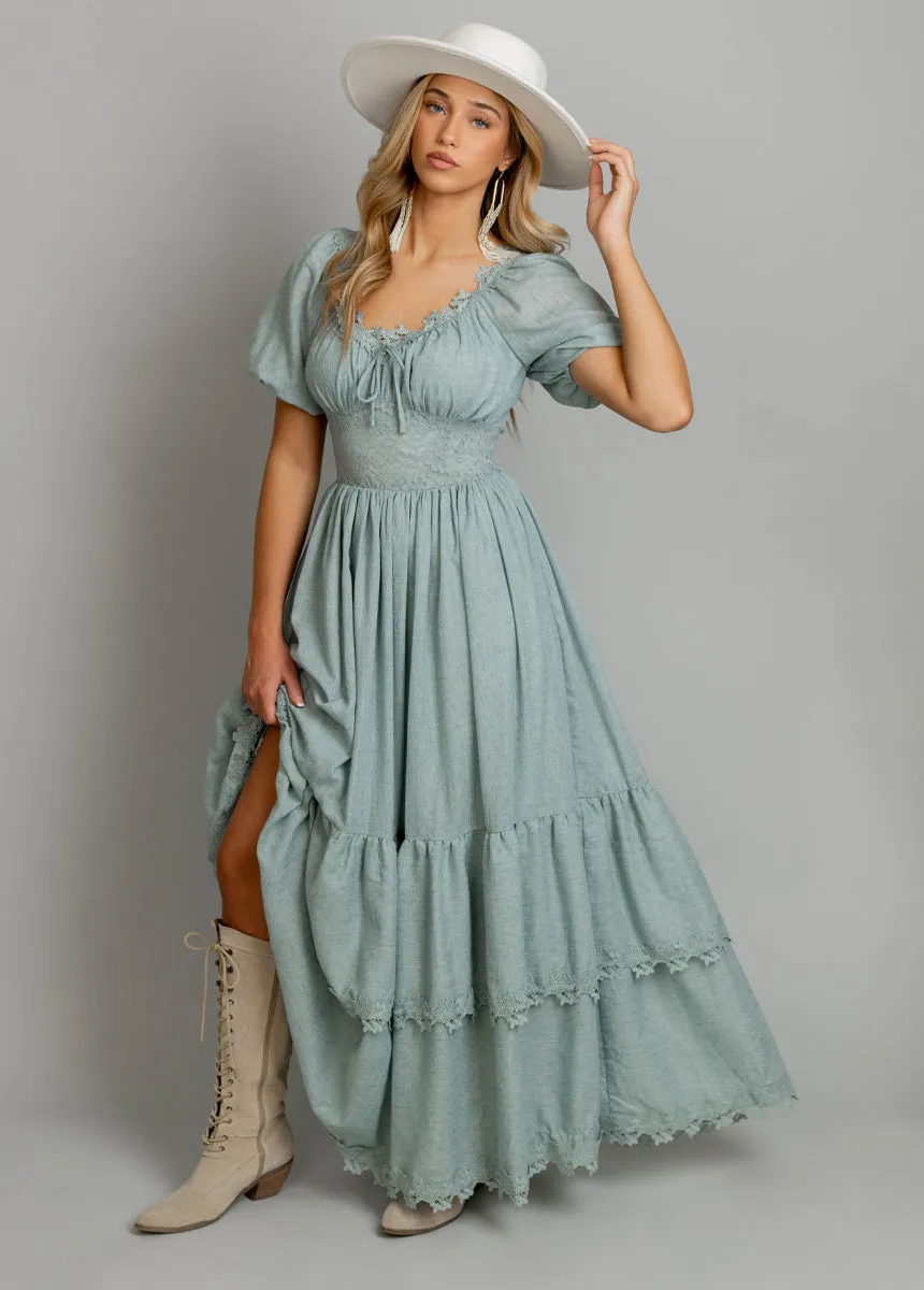 Cristina Dress in Dusty Aqua