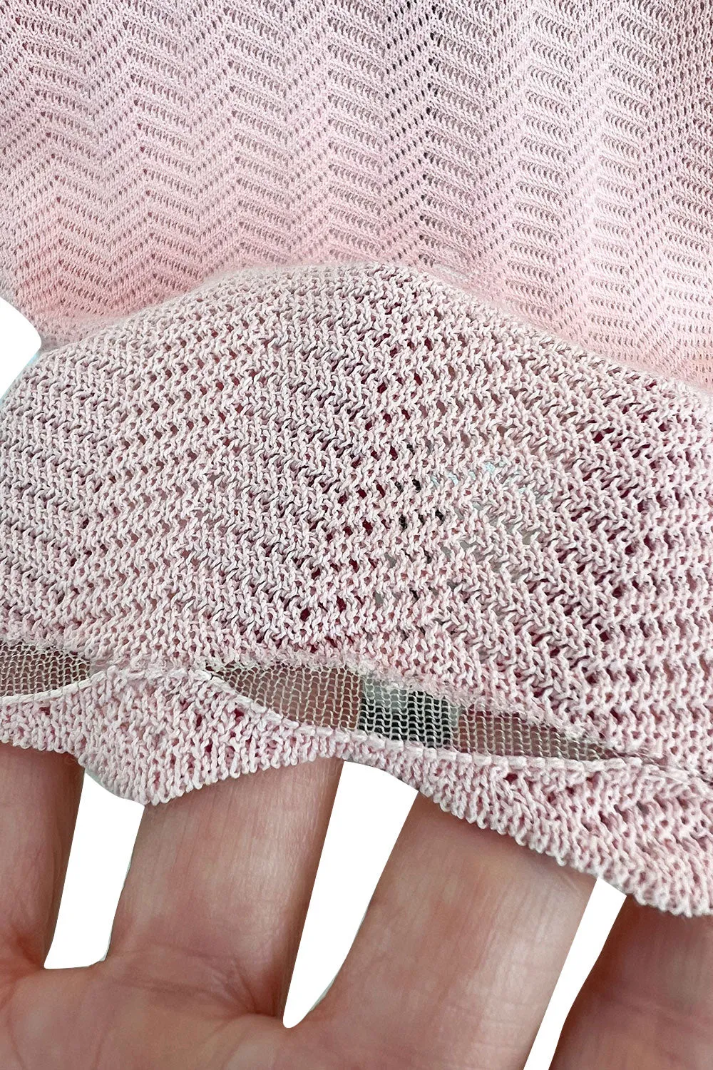 Dreamy Cruise 2004 Chanel by Karl Lagerfeld Pale Pink Knit Dress & Pastel Cardigan Set