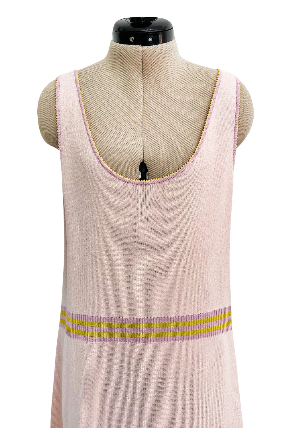 Dreamy Cruise 2004 Chanel by Karl Lagerfeld Pale Pink Knit Dress & Pastel Cardigan Set