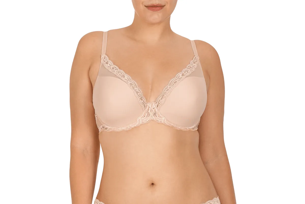 Feathers Contour Underwire Plunge Bra - Cameo Rose