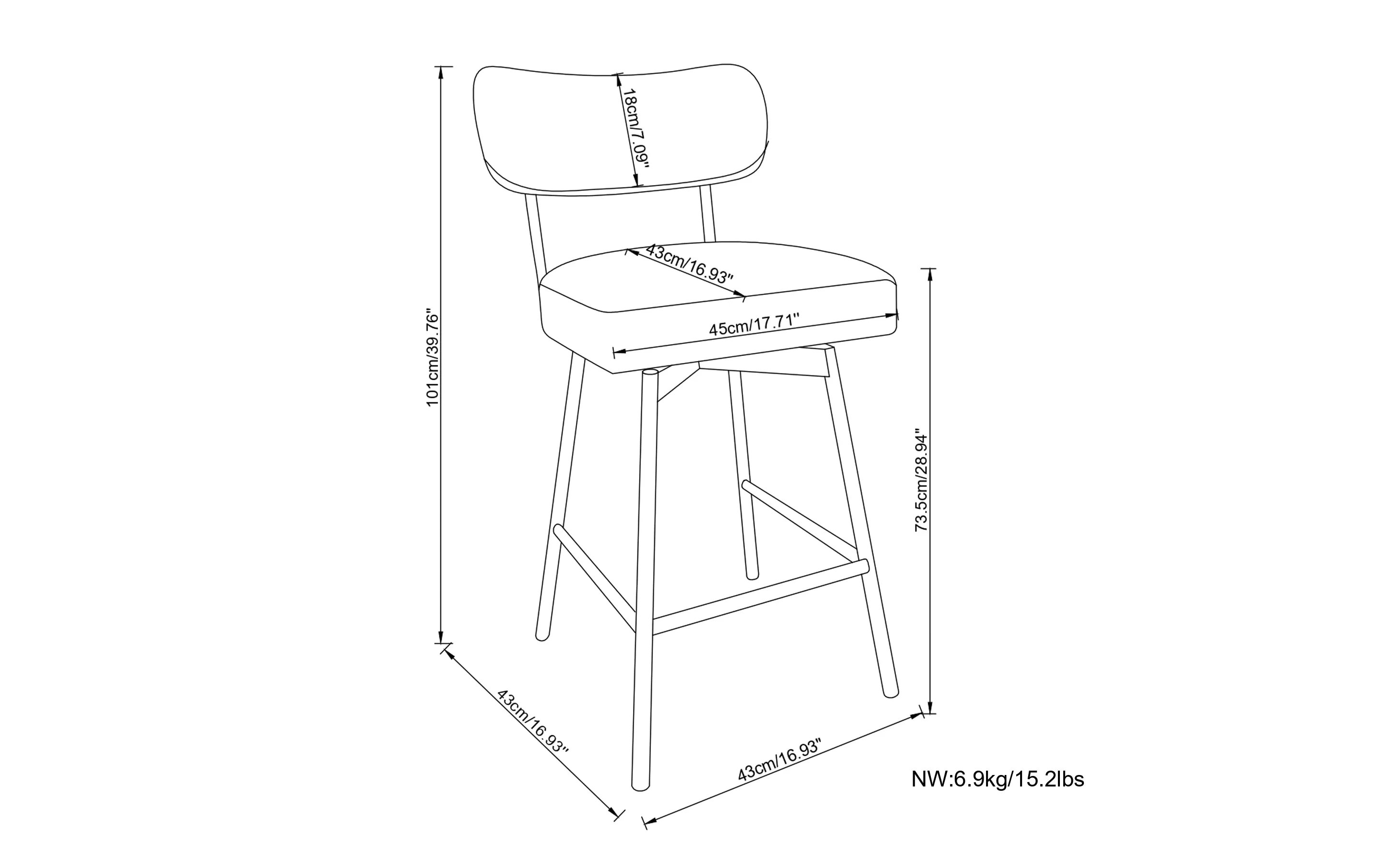 Giselle Swivel Bar Stool (Set of 2)