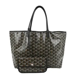 GOYARD Saint Louis PM Chevron Print Canvas Tote Bag Black