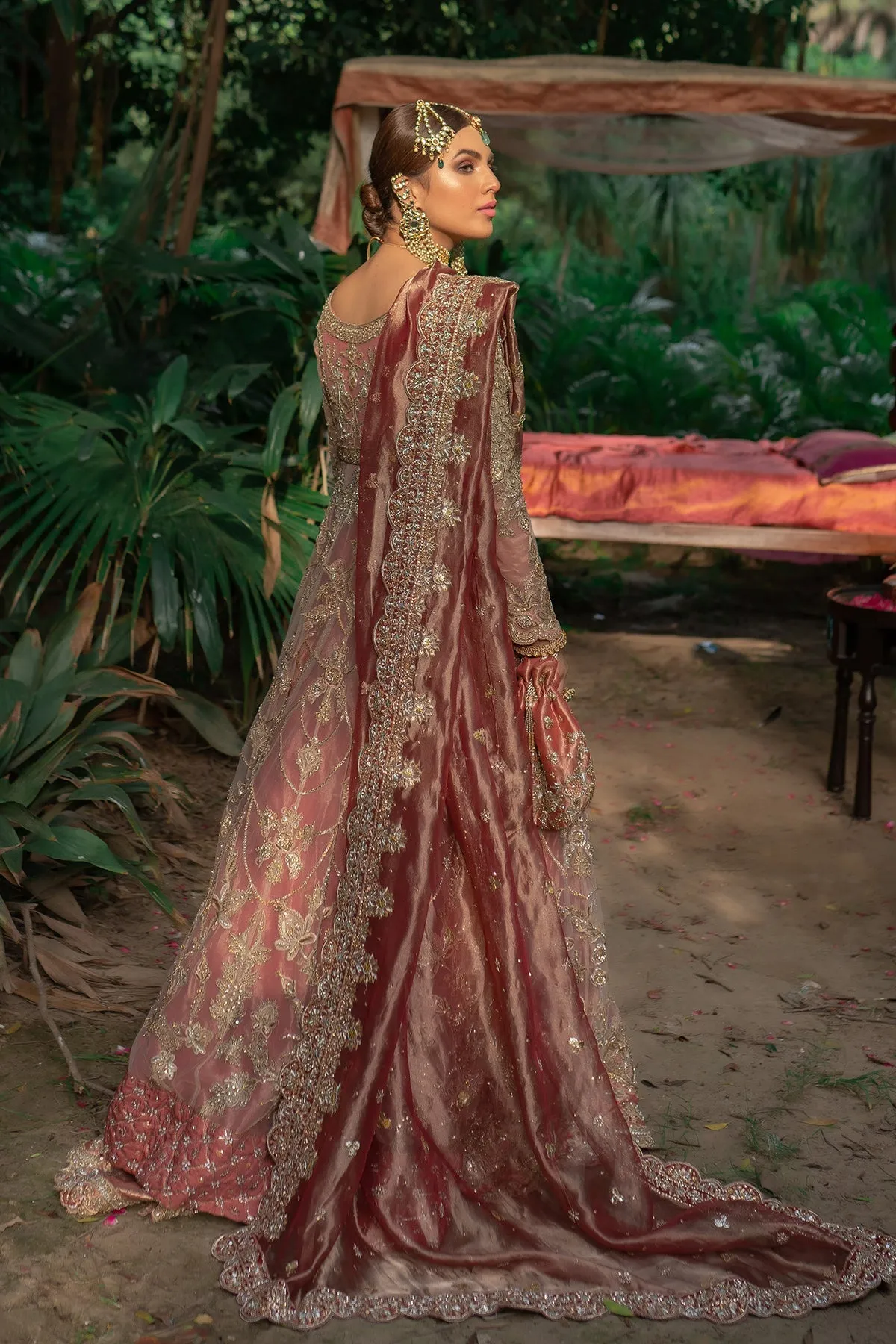 Heavy Peach Front Open Lehenga Frock Indian Bridal Wear