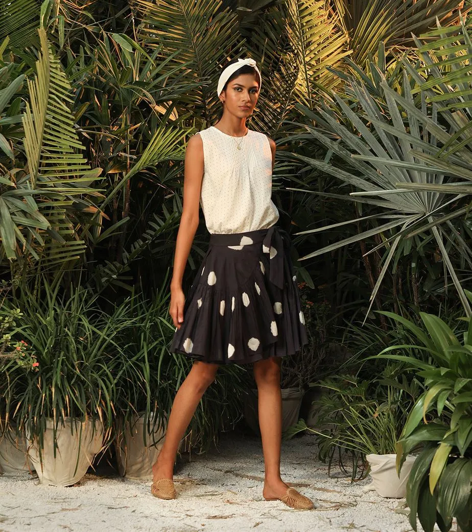 Khara Kapas   -   Deep Space Charcoal Polka Skirt Deep Space - Another Day in Paradise
