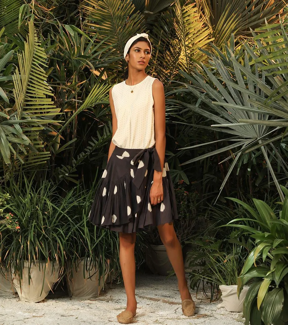 Khara Kapas   -   Deep Space Charcoal Polka Skirt Deep Space - Another Day in Paradise