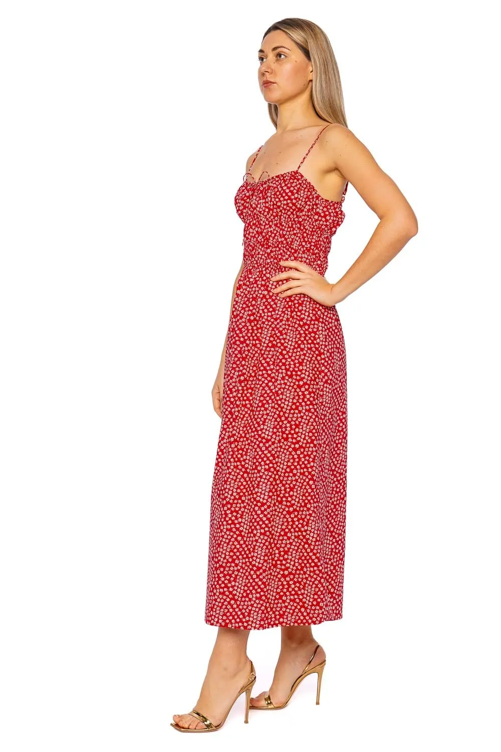 Marianne Allura Floral Gathered Midi Dress