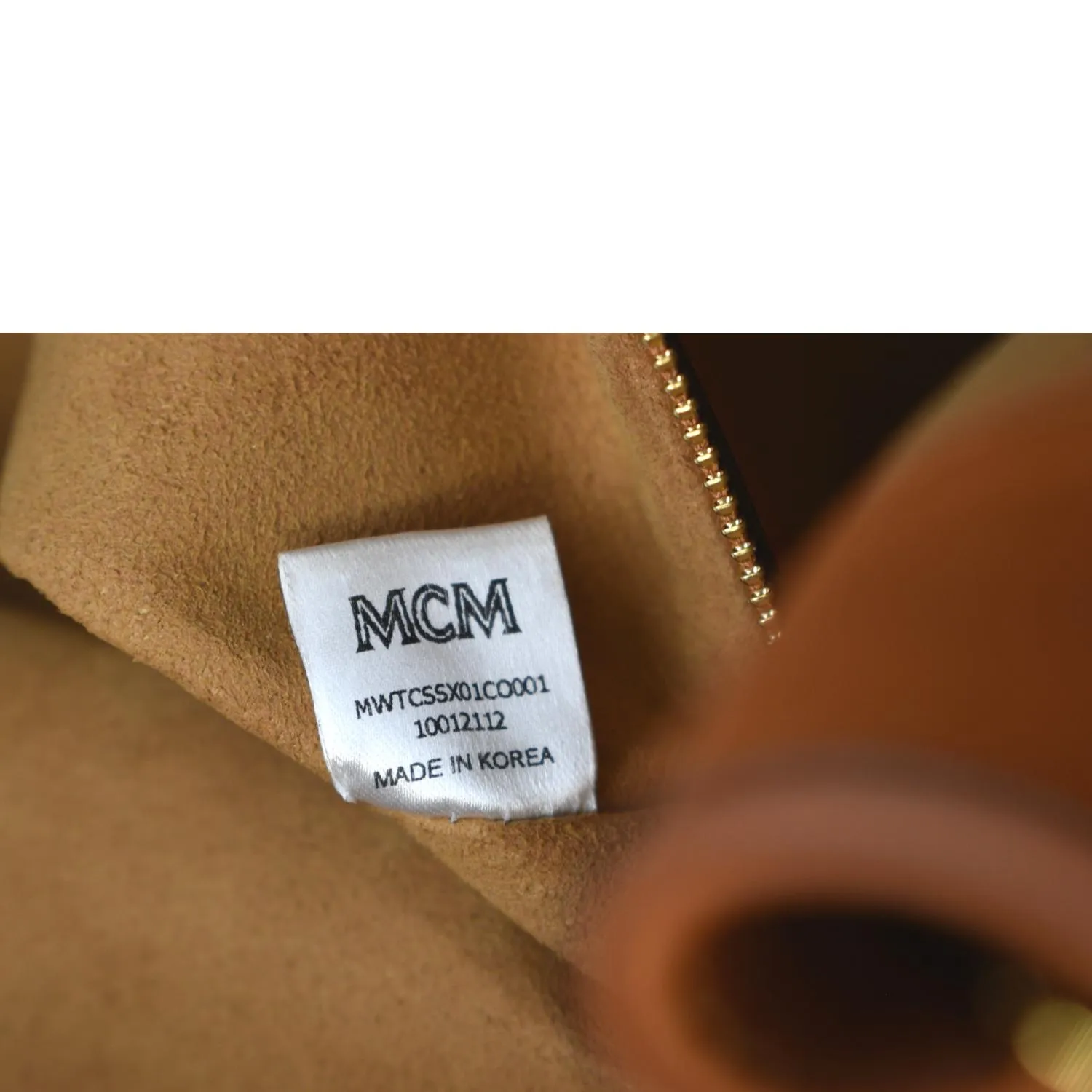 MCM Munchen Monogram Calfskin  Leather Tote Shoulder Bag Cognac