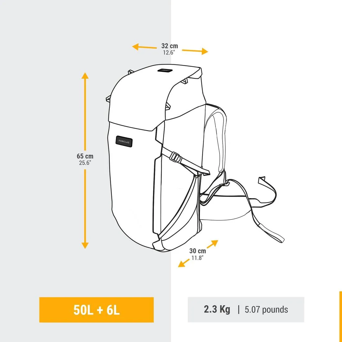 Men’s travel and trekking backpack with suitcase opening 50   6 L - Travel 900