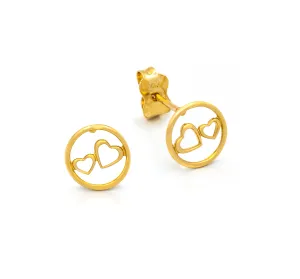 Open Circle with Double Open Heart Earrings