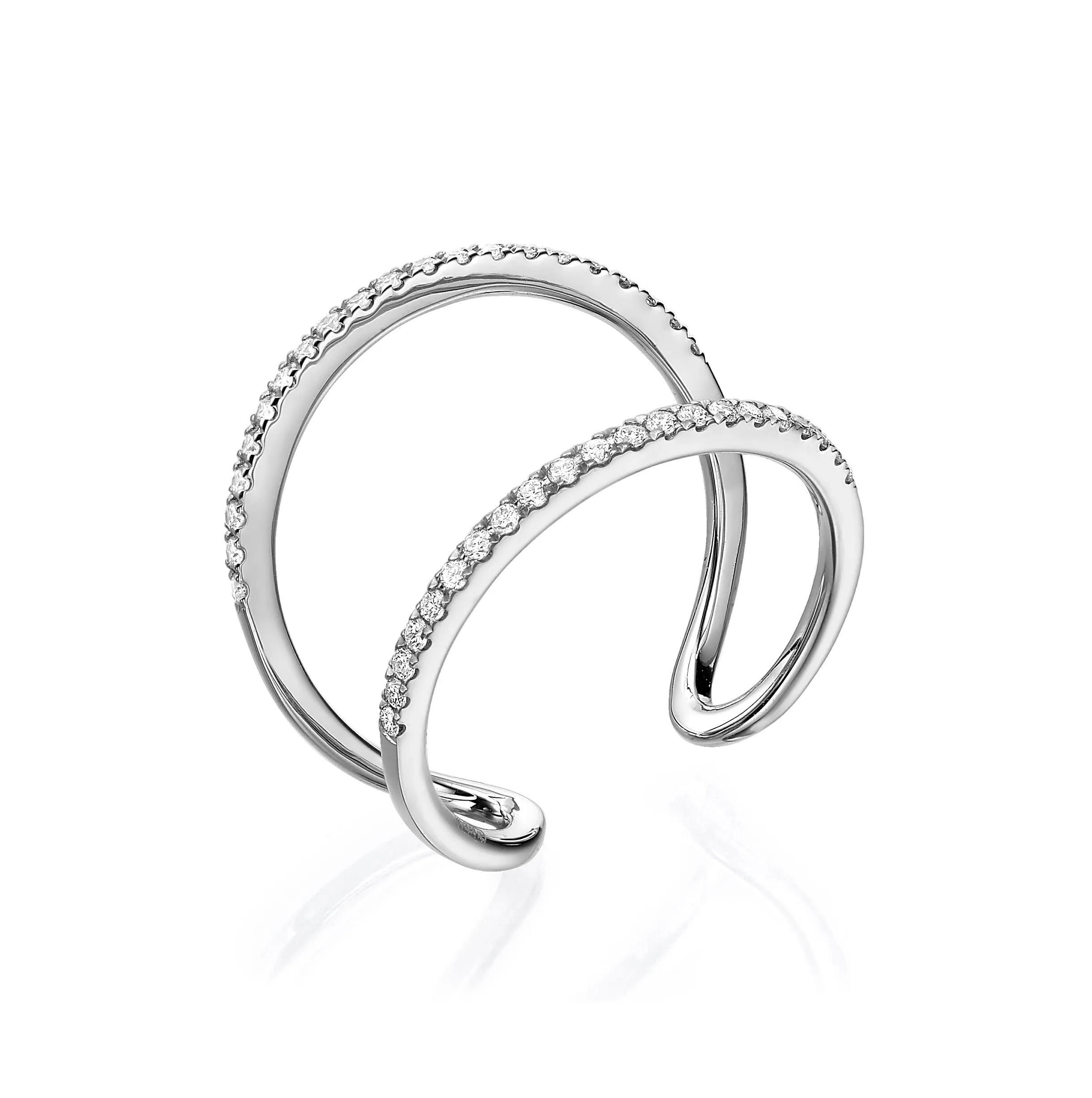 Open Double Band Diamond Ring