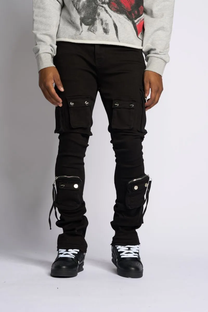 PHEELINGS PHEELING ALONE STACK CARGO DENIM (JET BLACK)