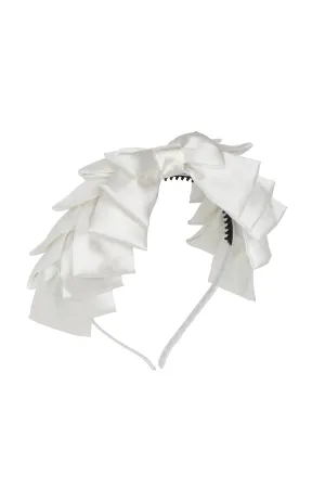 Pleated Ribbon Headband - White