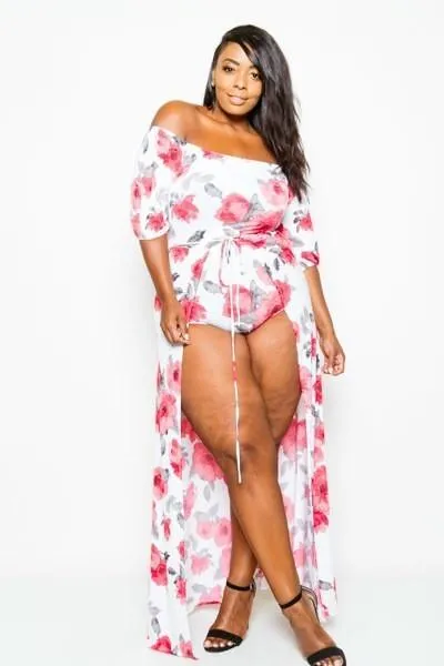 Plus Size Floral Glory Open Front Maxi Dress [SALE]