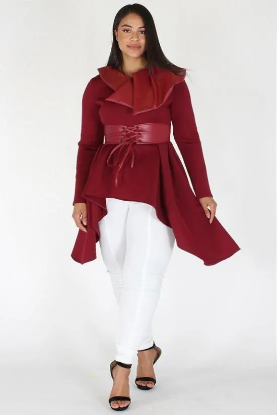 Plus Size Showstopper Belted Designer Peplum Top