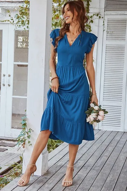 Ruffled Grace Midi Dress