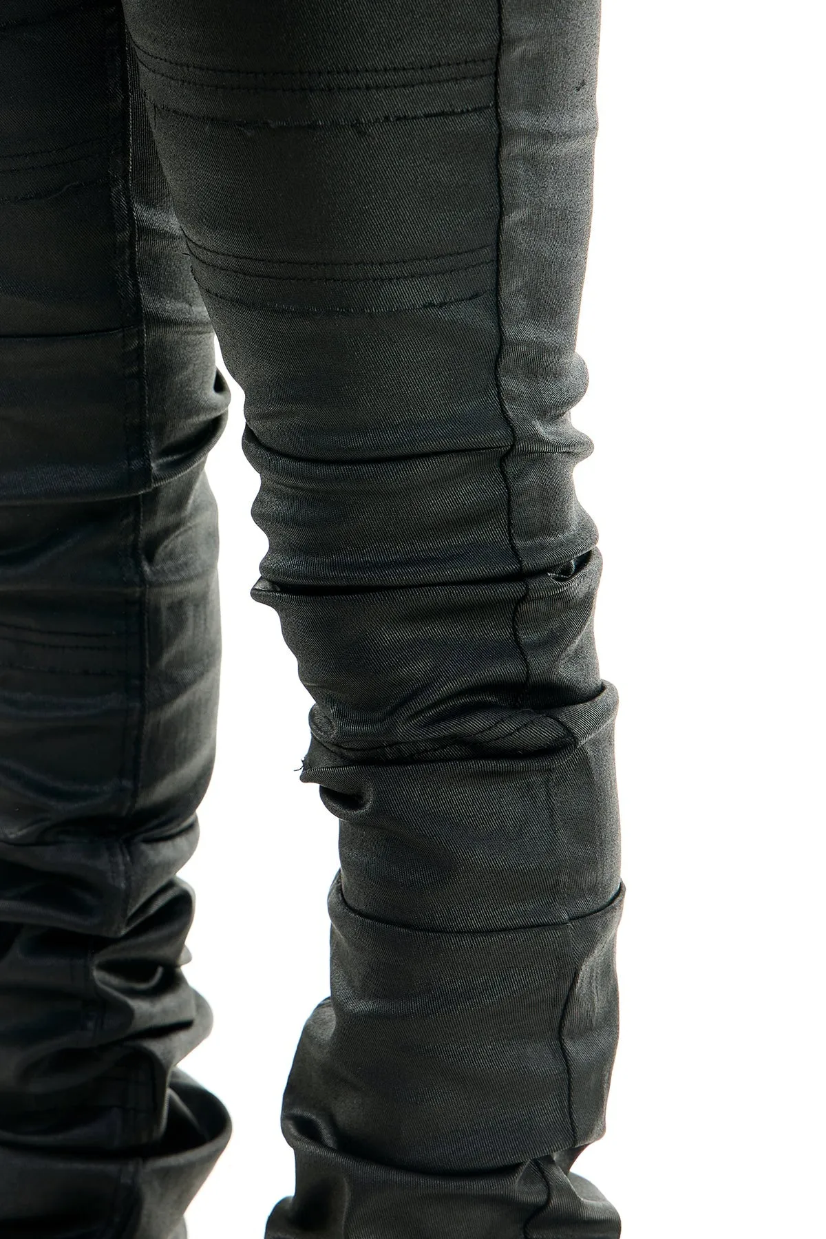 Skinny Flared Super Stacked Pants in Deep Grey