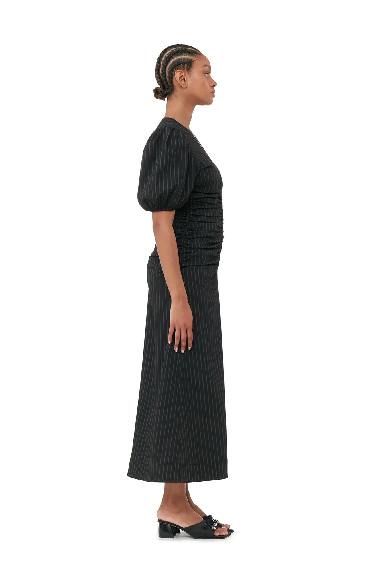Stretch Stripe Gathered Dress