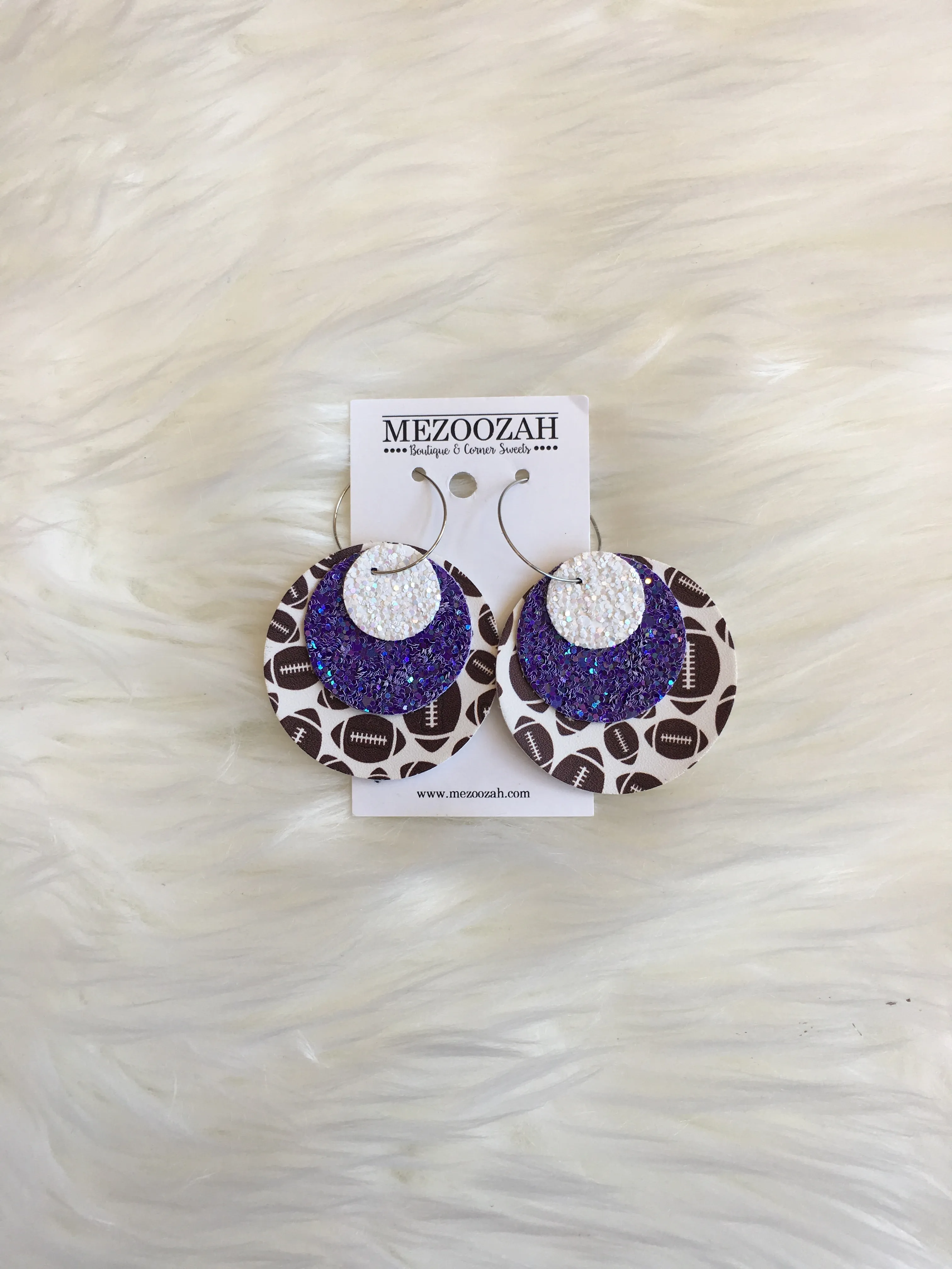Triple Stacked Football Team Earrings