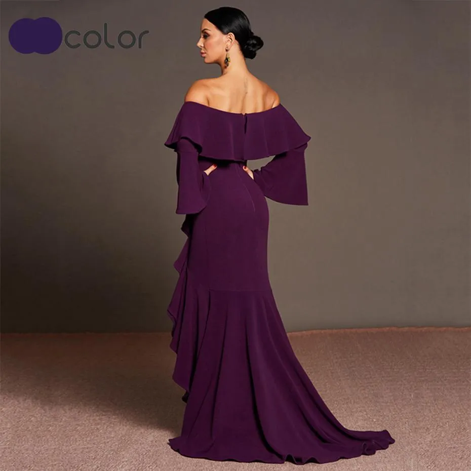 Violet Ruffled Asymmetrical Dress