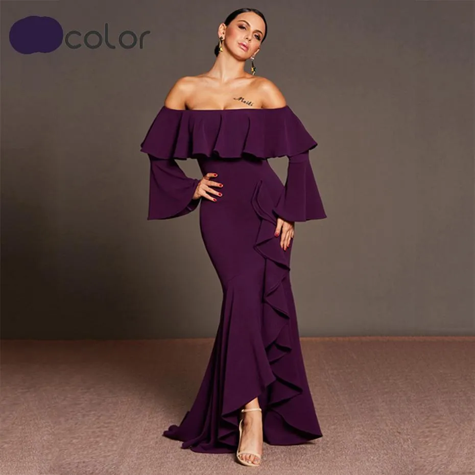 Violet Ruffled Asymmetrical Dress