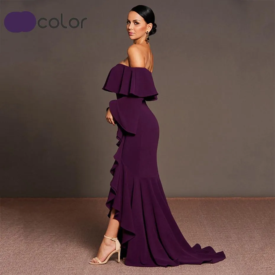Violet Ruffled Asymmetrical Dress