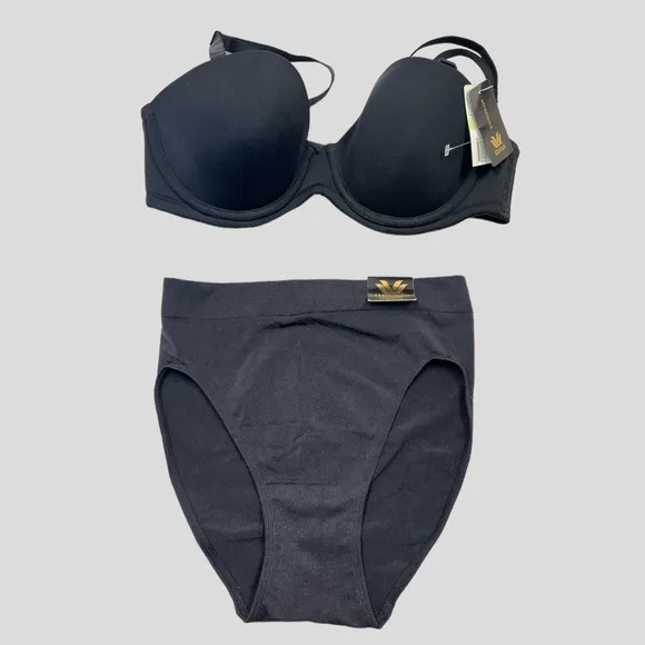 WACOAL Strapless Underwire Bra Size 34B and WACOAL High Cut Briefs Black size S