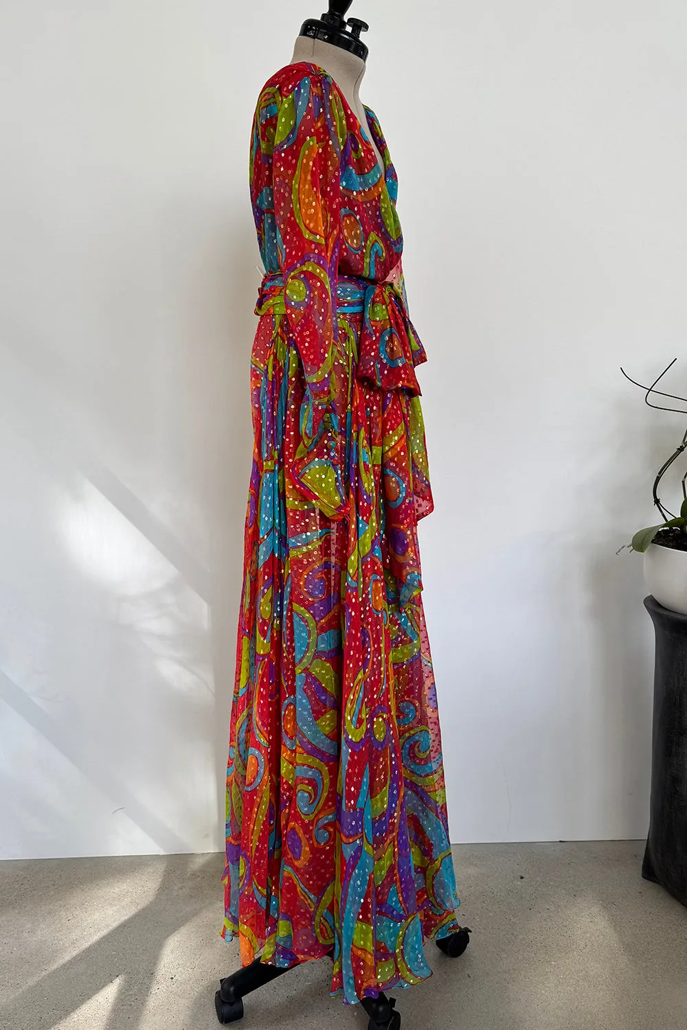 Yves Saint Laurent Fall 1989 Gold Silk Chiffon Dress