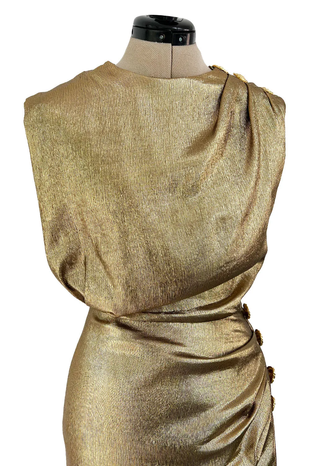 Yves Saint Laurent Fall 1991 Runway Slinky Gold Lame Dress